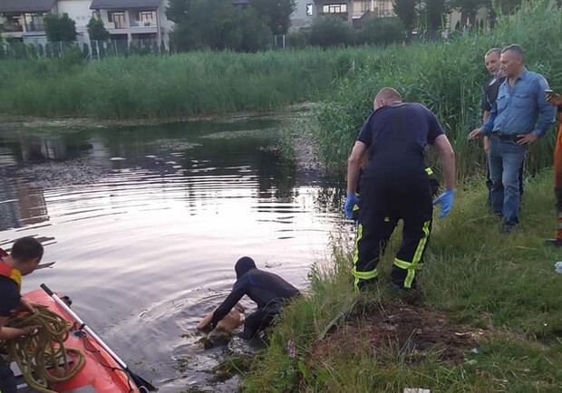 З озера біля ресторану у Львові дістали тіло чоловіка. Фото: Центральна рятувально-водолазна служба