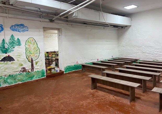 Школа у Брюховичах закупила для свого бомбосховища штучну траву. 