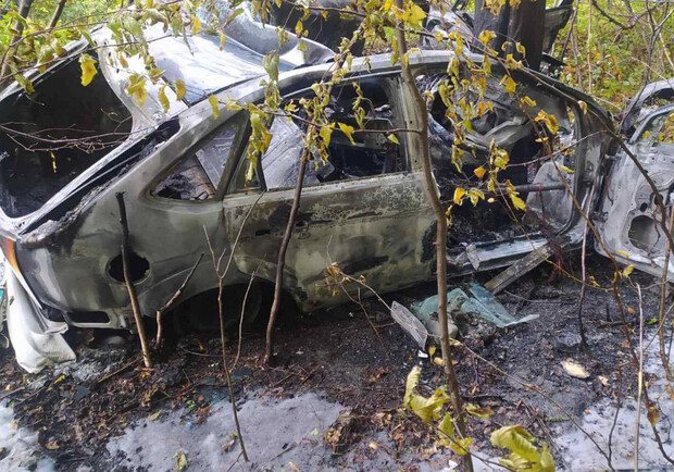 На трасі Стрий-Дашава автомобіль зіткнувся з деревом і загорівся, водій загинув 