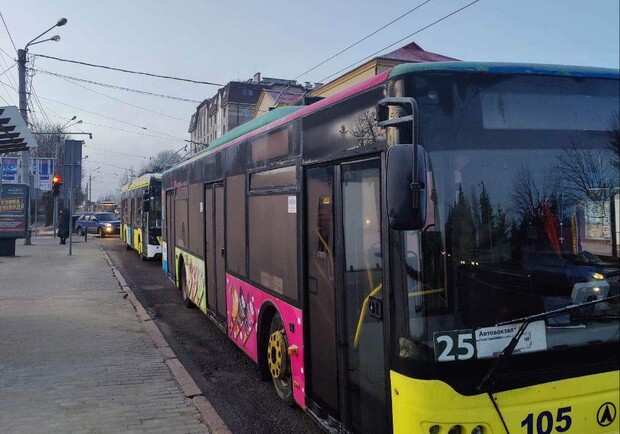 На Стрийській у Львові зупинилися тролейбуси. 