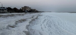 У Кирилівці Азовське море затягнуло кригою (фото)