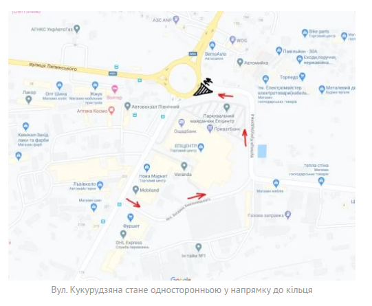 Дивись як: на кільці Липинського-Хмельницького змінять організацію руху. Схема: ZAXID.NET.