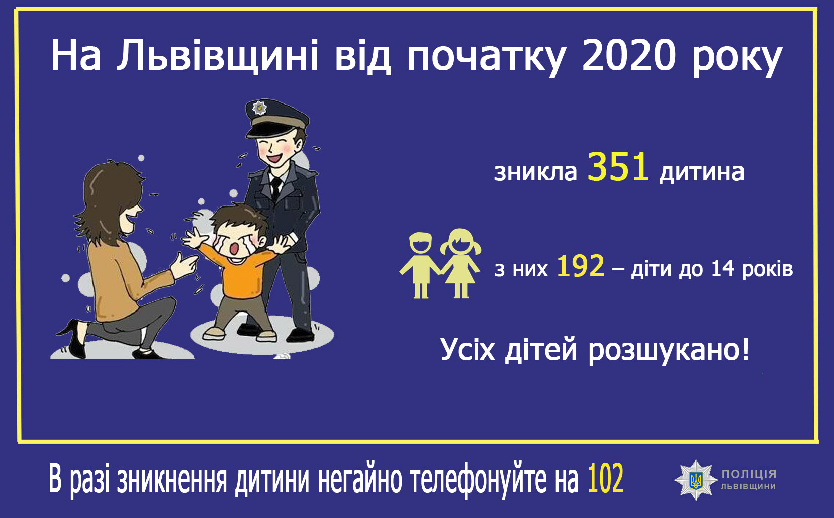 Цифра дня: з початку року на Львівщині зникла 351 дитина