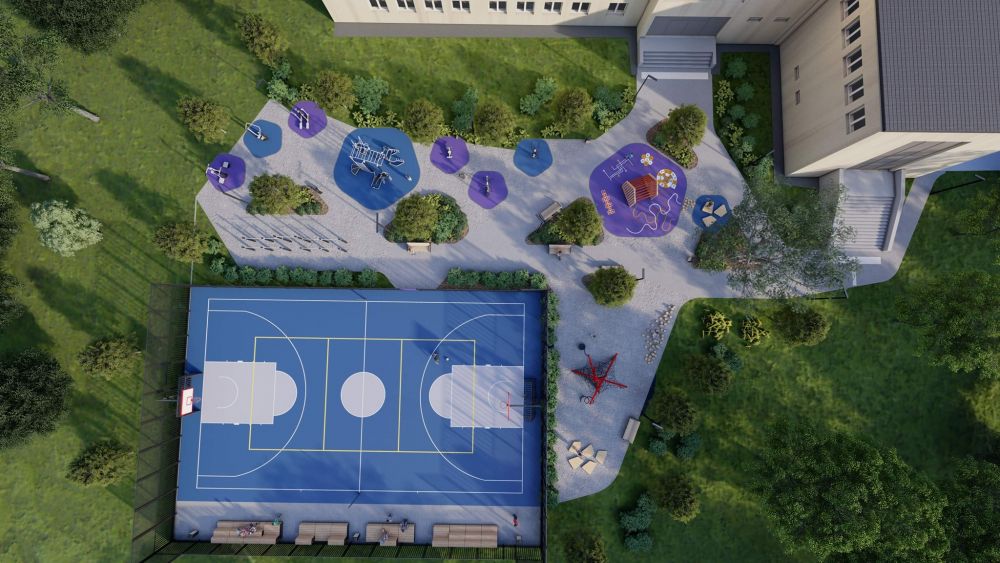 Опубліковано візуалізацію реконструкції подвір’я школи №78. Візуалізація: Львівська міськрада