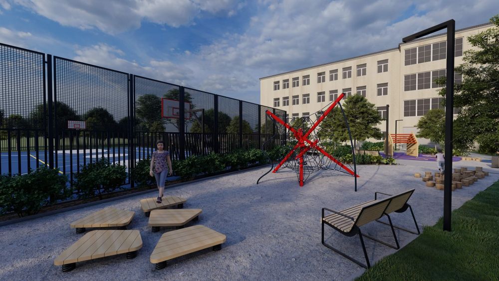 Опубліковано візуалізацію реконструкції подвір’я школи №78. Візуалізація: Львівська міськрада