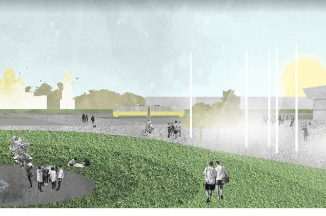 Із хмарою туману заввишки з триповерховий будинок: на Сихові буде незвичайний фонтан. Візуалізація: Львівська міськрада