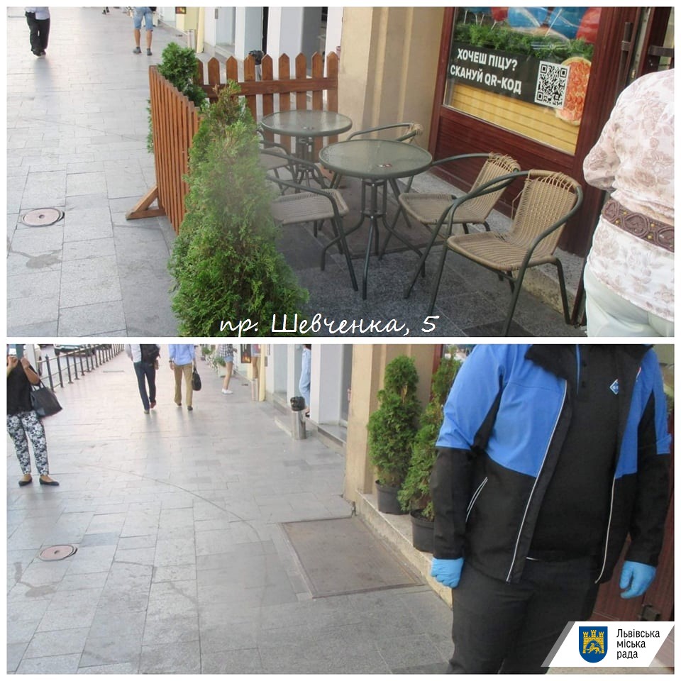 У центрі Львова демонтували ще два самовільно встановлені літні майданчики.