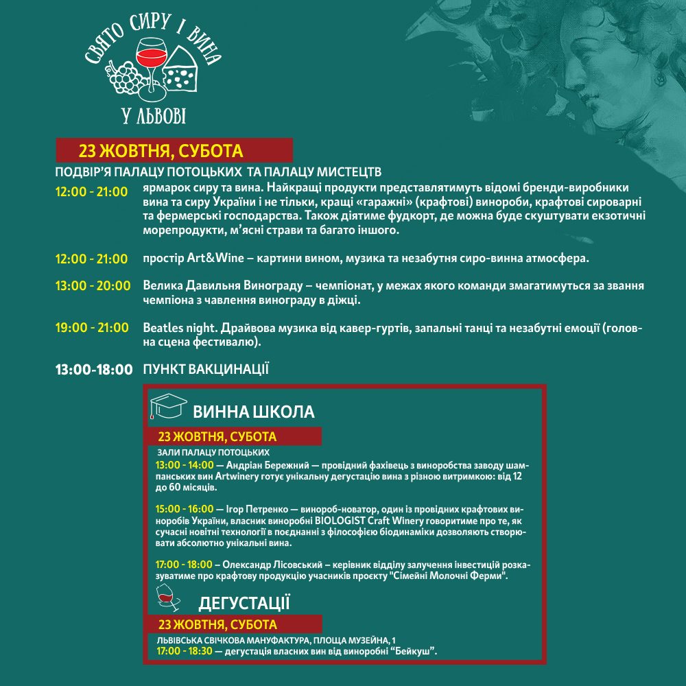 Свято сиру та вина: повна програма гастрономічного фестивалю у Палаці Потоцьких  фото 2 1