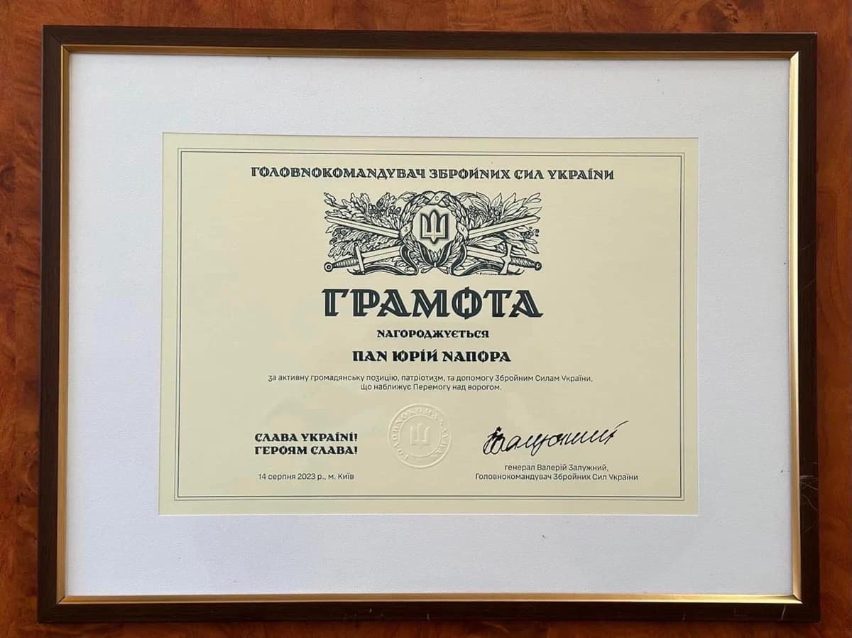 9-річний львівʼянин отримав грамоту від Валерія Залужного.