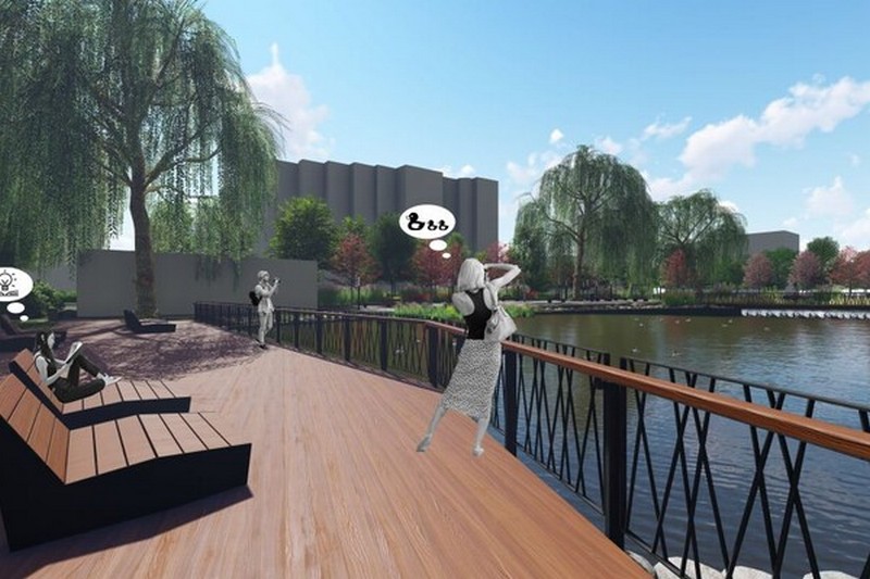 Озеро на вулиці Панча після реконструкції. Візуалізація: Львівська міська рада.