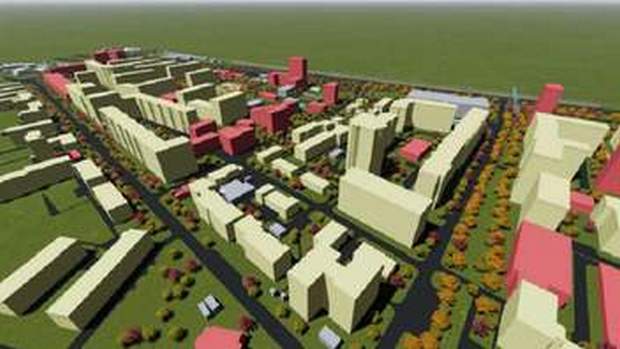 Візуалізація майбутнього мікрорайону на місці заводу "Полярон" у Львові. Візуалізація: Zaxid.net 