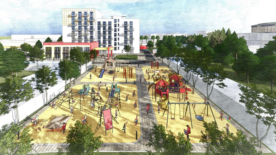 Візуалізація майбутнього будівництва на вулиці Навроцького у Львові. Візуалізація забудовника