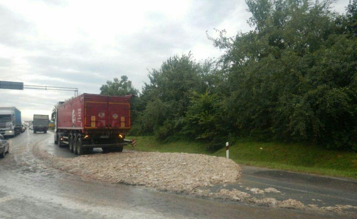 Дорогу біля Львова завалило курячими рештками. Фото: Варта 1.