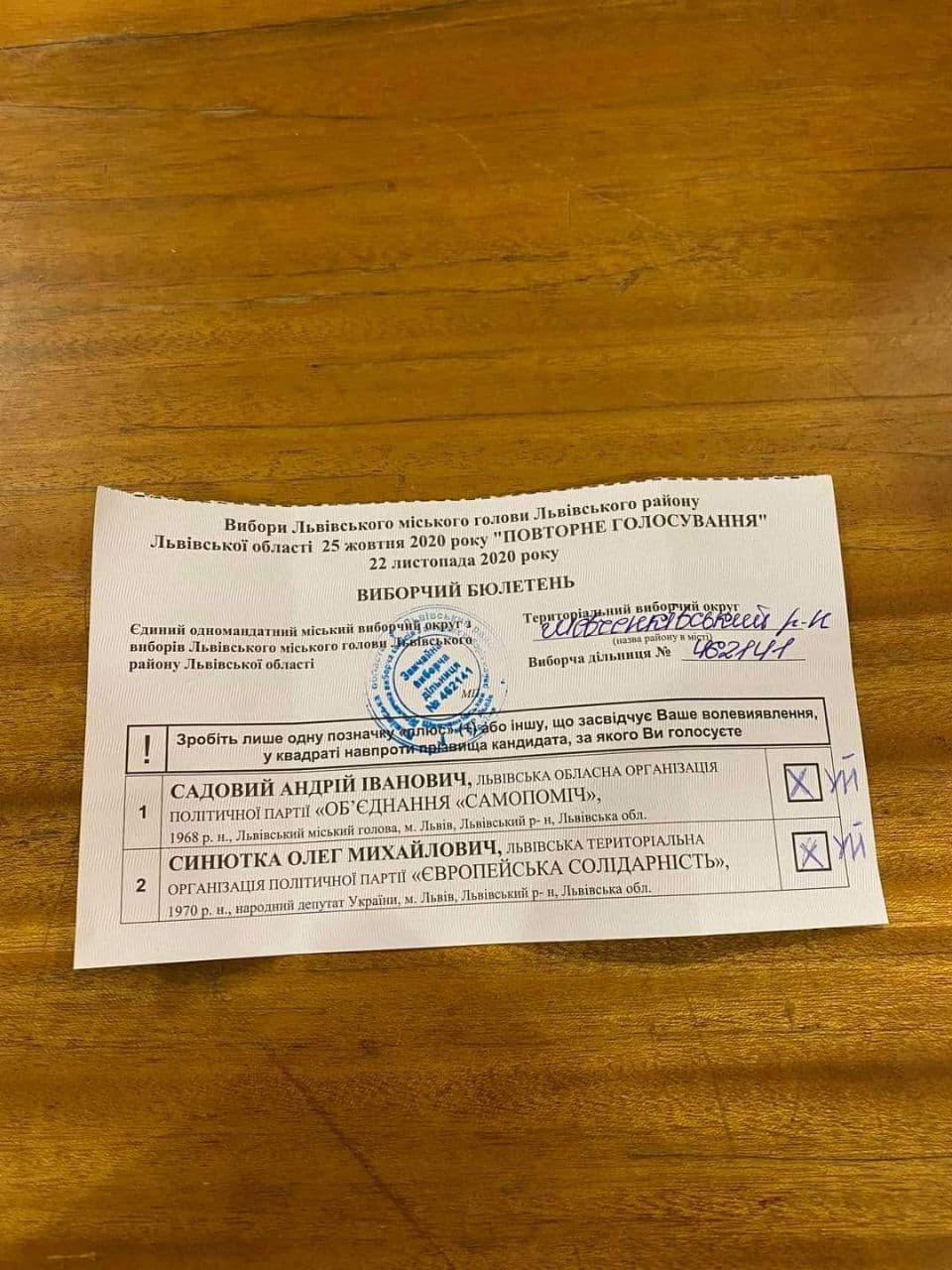 Львів’янин зіпсував бюлетень, дописавши до хрестика дві літери: фото 18+. Фото: Перша приватна мемарня 