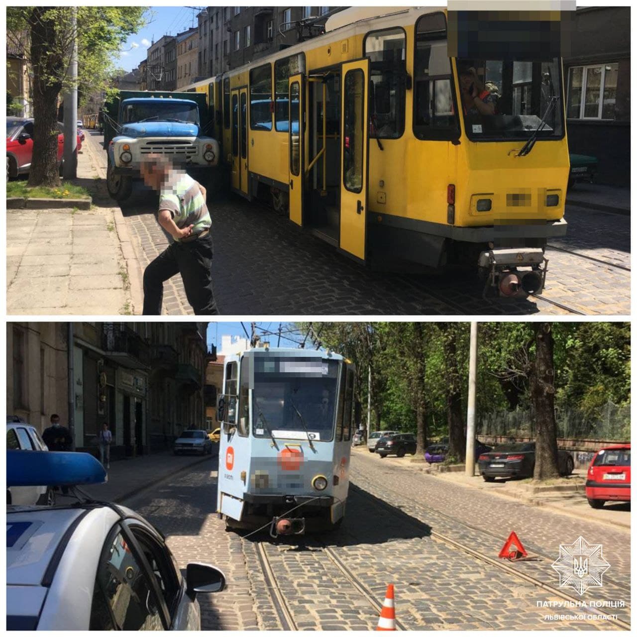 Через обрив дротів на вулиці Вітовського у Львові ускладнений рух транспорту. Фото: поліція Львівщини