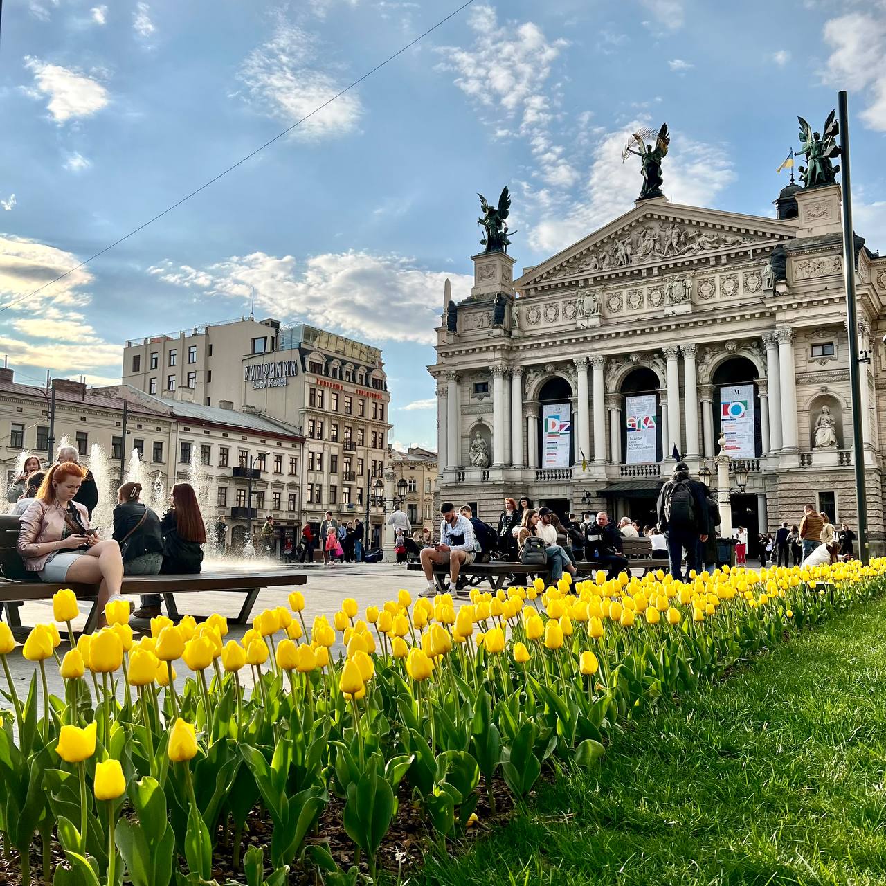 Фото дня: десятки тисяч тюльпанів, подаровані місту Нідерландами, заквітли у Львові.