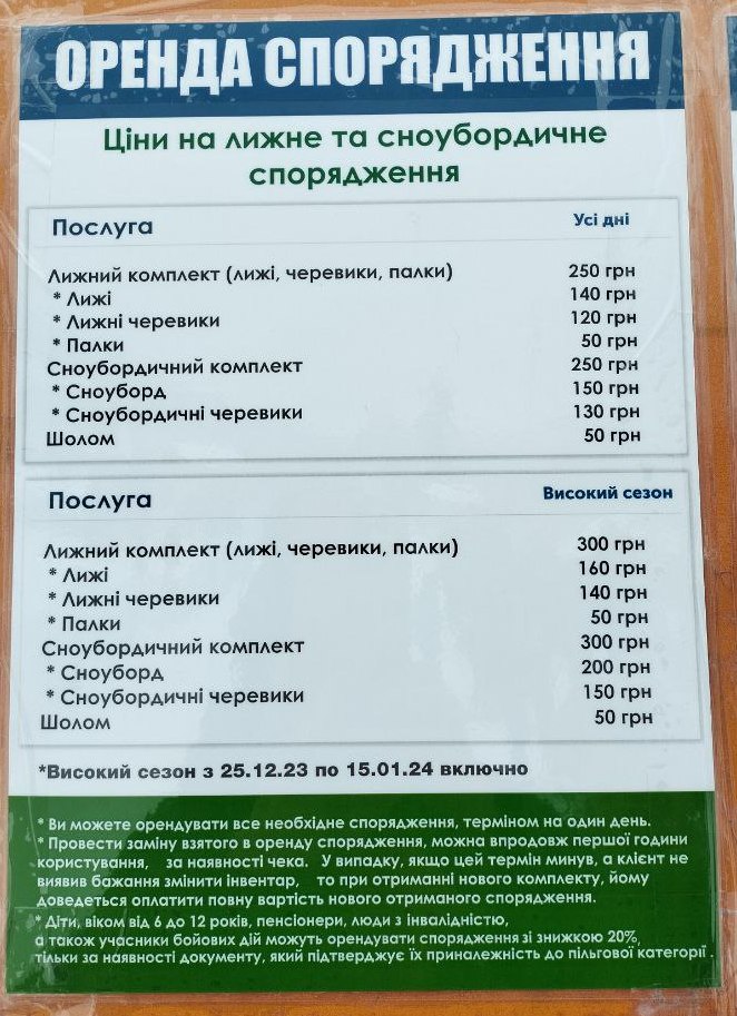 На Буковиці стартував лижний сезон: ціни 2023-2024.