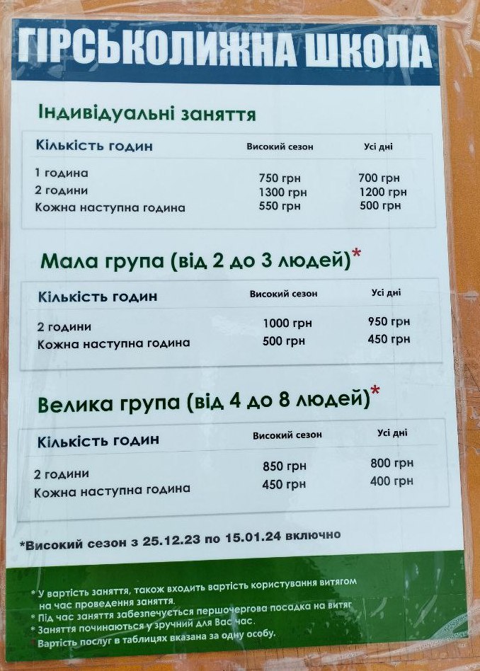 На Буковиці стартував лижний сезон: ціни 2023-2024.