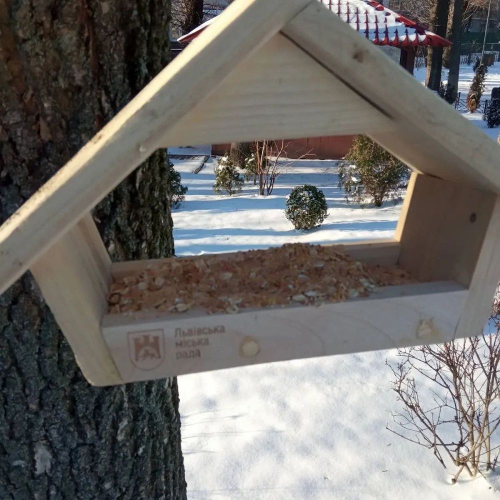 У львівських парках встановили нові безпечні годівнички.