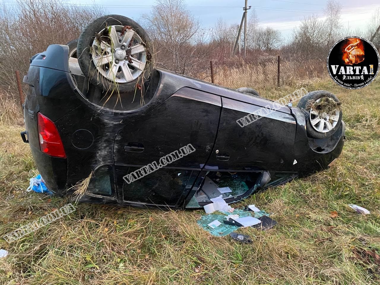 Біля Львова перекинувся автомобіль, є постраждалі. Фото: varta1.com.ua