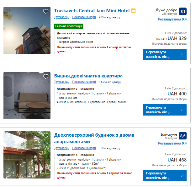 Оренда житла у Трускавці на літо 2022: ціни та умови.