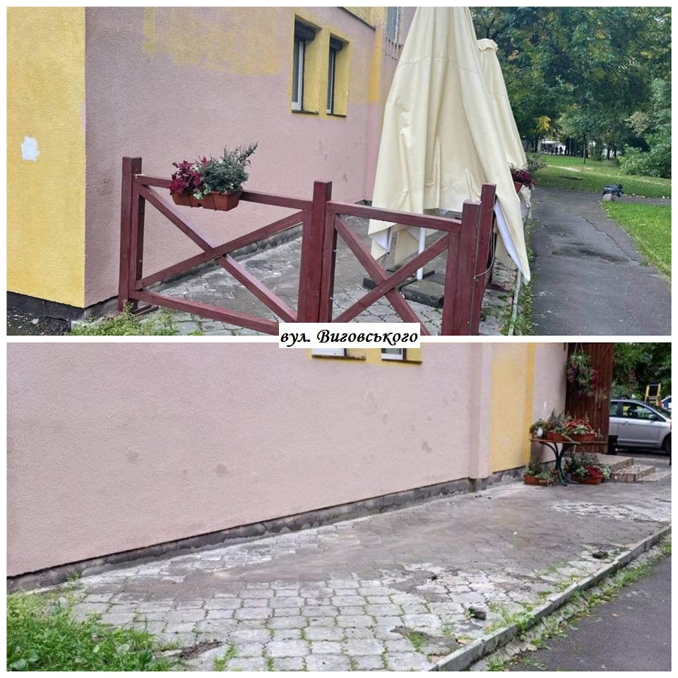 У Львові демонтують літні майданчики. Було – стало. Фото: Львівська міська рада.