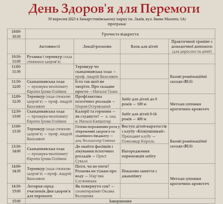 Львів'ян кличуть на День здоров'я у Замарстинівський парк.