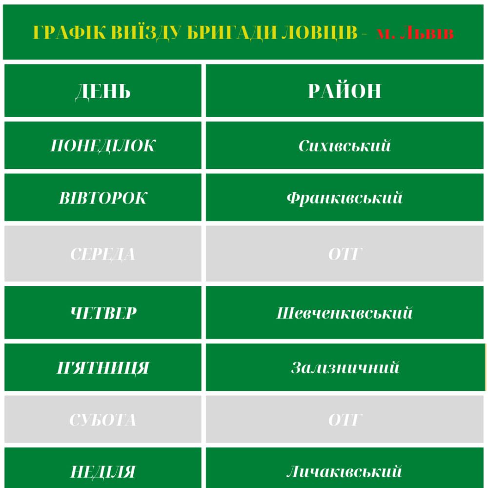 ЛКП «Лев» оприлюднило графік виїзду ловців безпритульних собак на липень.