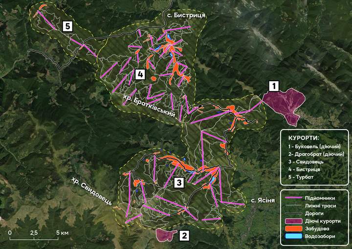 Плану будівництва нових курортів у Карпатах.