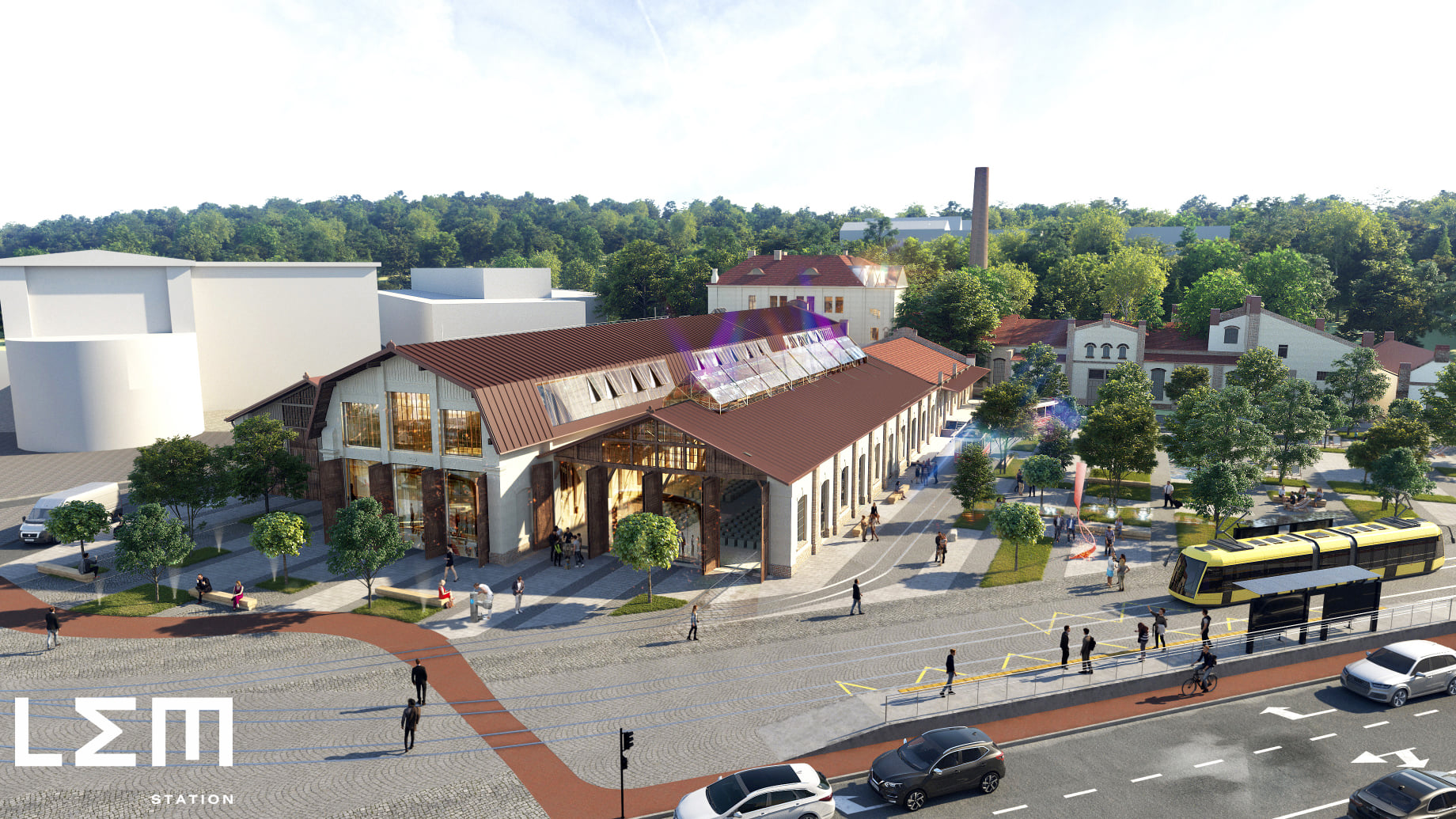 У Львові реконструюють подвір'я старого трамвайного депо на Сахарова. Фото: LEM STATION