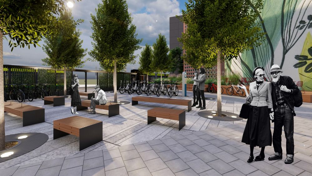 На трикутнику між вулицями Чупринки та Бандери облаштують громадський простір. Фото: «Інститут просторового розвитку»