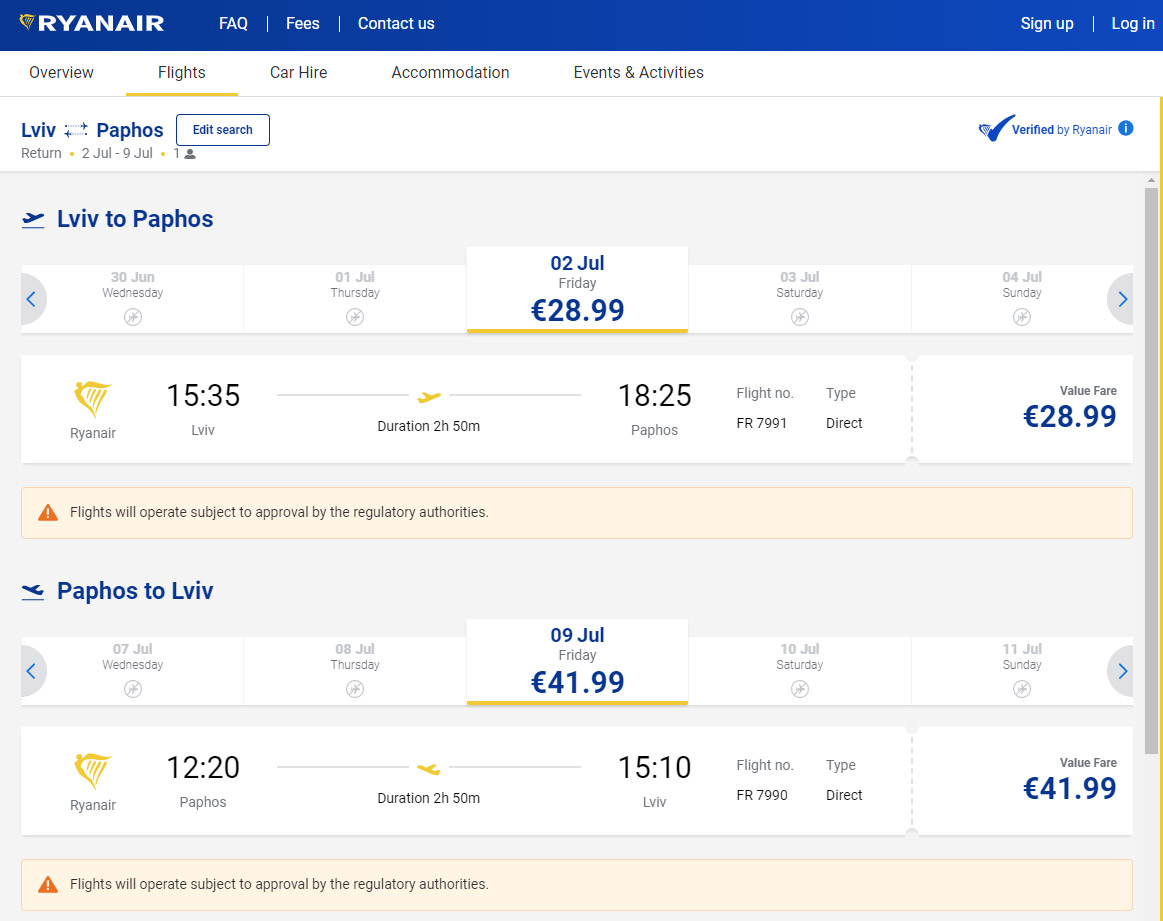 Скріншот сайту Ryanair: avianews.com