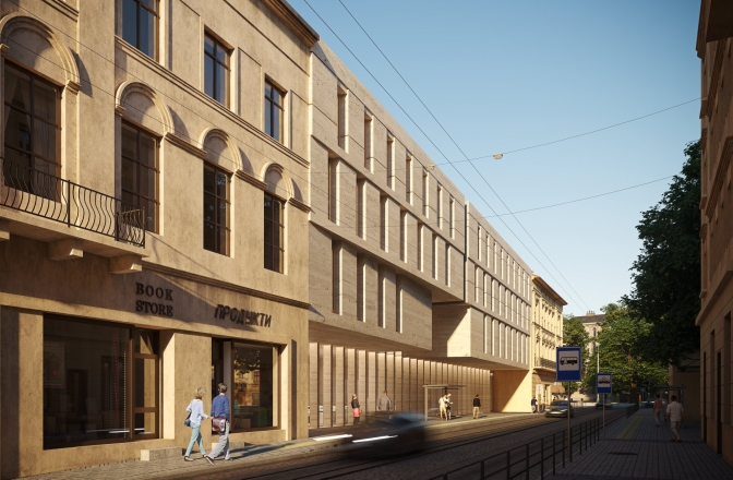 У Львові визначили переможця міжнародного архітектурного конкурсу на проєкт готелю на вулиці Дорошенка. Візуалізація: Guess Line Architects