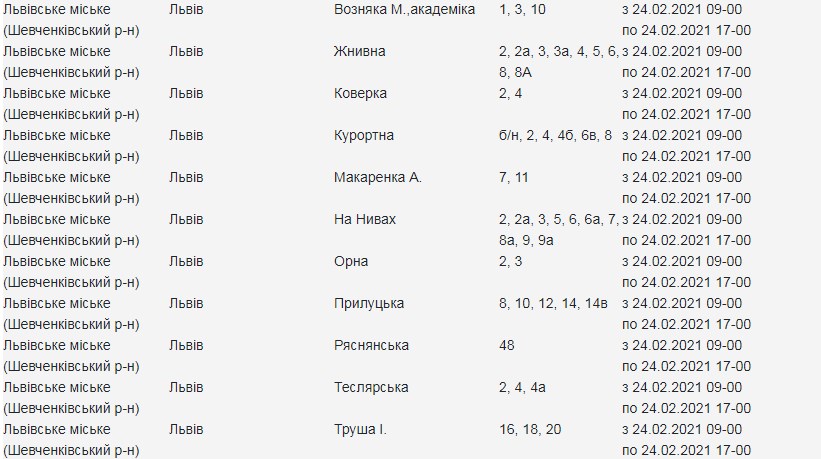 24 лютого низка вулиць Львова залишиться без світла. Фото: Львівобленерго