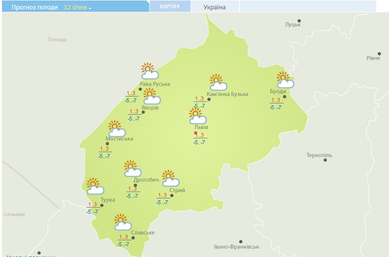 Скріншот сайту meteo.gov.ua