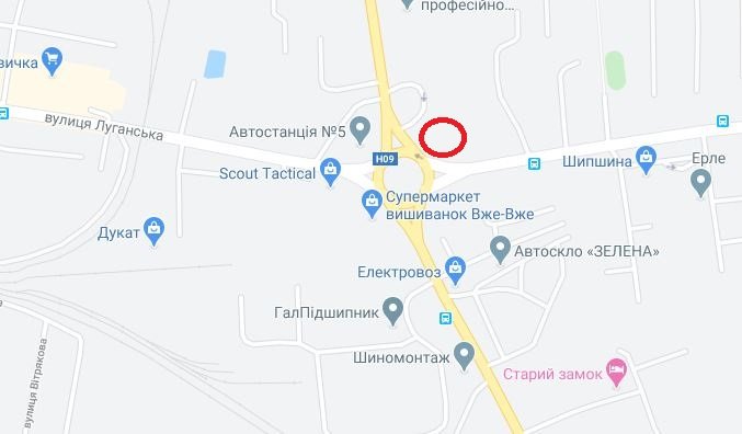 Місце, де планують облаштувати автостанцію, позначене червоним