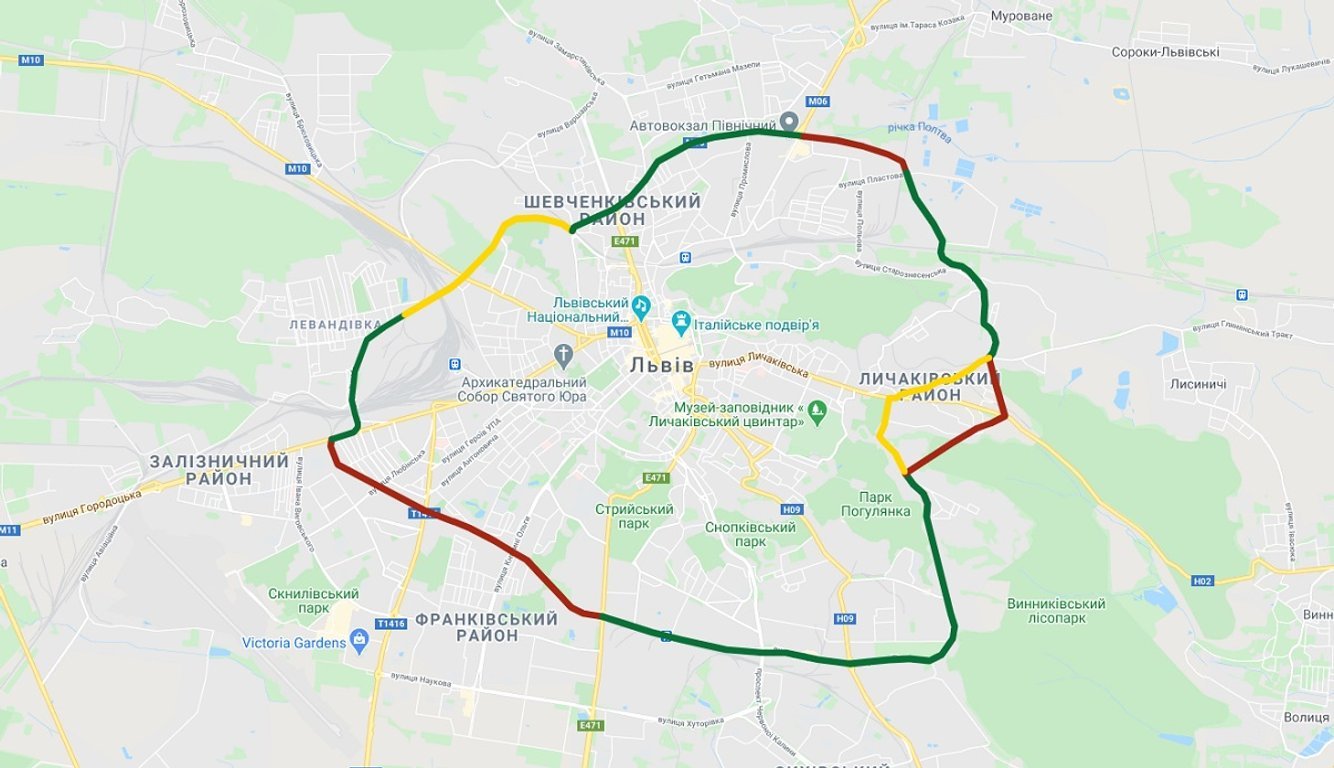 У Львові планують облаштувати Середнє транспортне кільце з розв’язками та добудовою двох вулиць. Мапа Андрія Білого