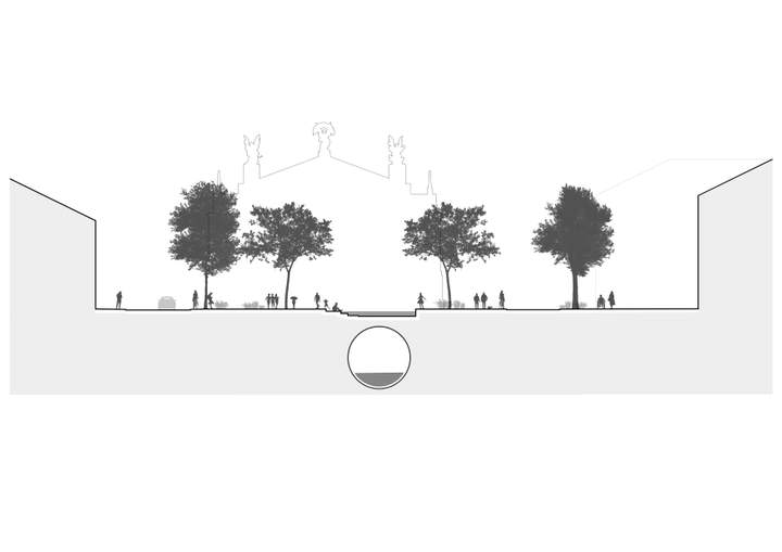 У Львові оприлюднили концепцію штучного потічка на проспекті Свободи. Фото: Guess Line Architects