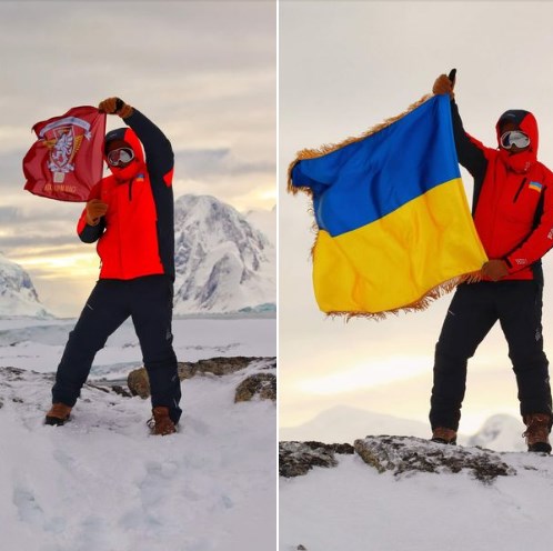На Антарктиді розгорнули прапор львівської 80 окремої десантно-штурмової бригади