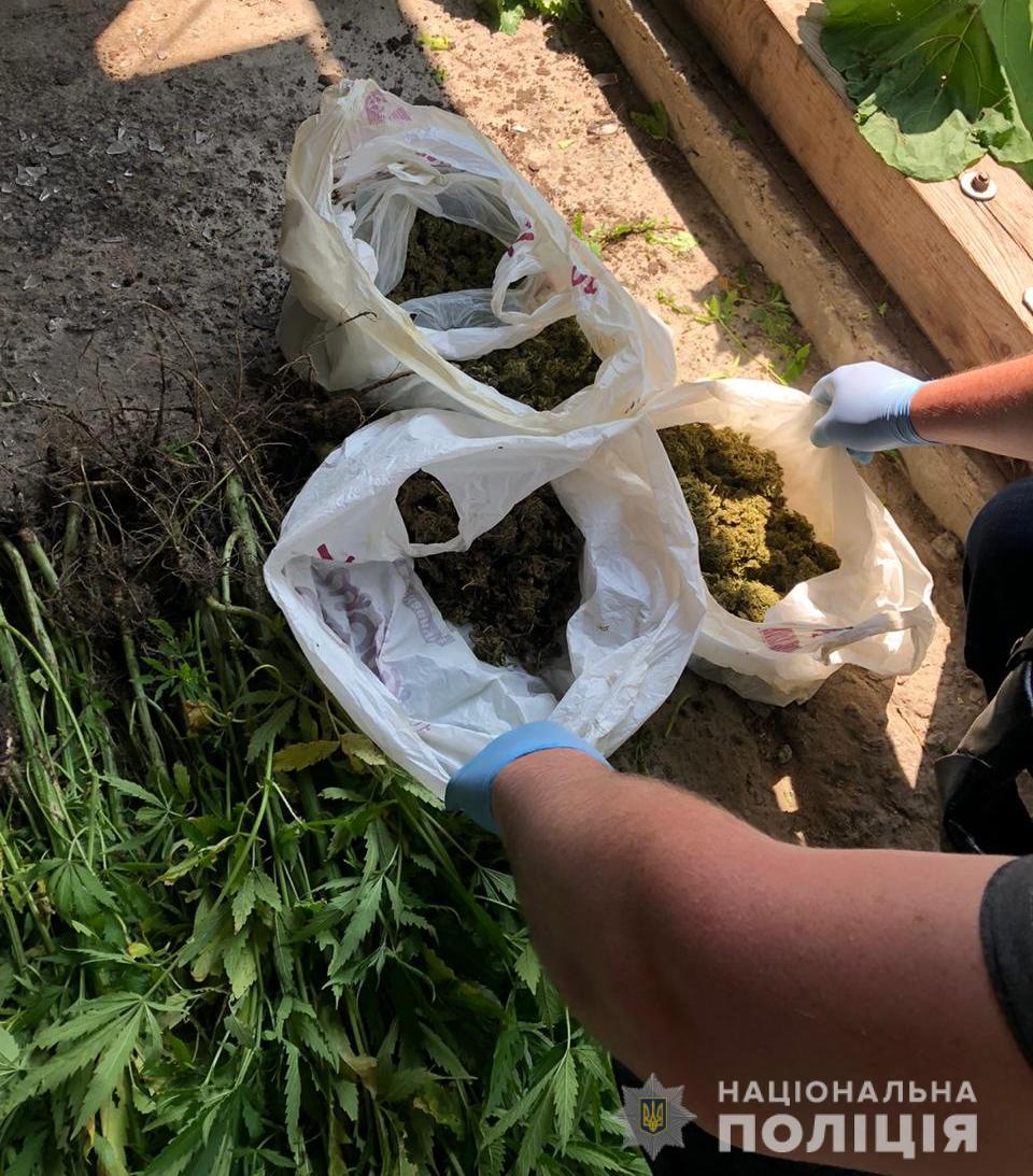 На Львівщині у чоловіка вилучили понад кілограм канабісу. Фото поліції Львівщини