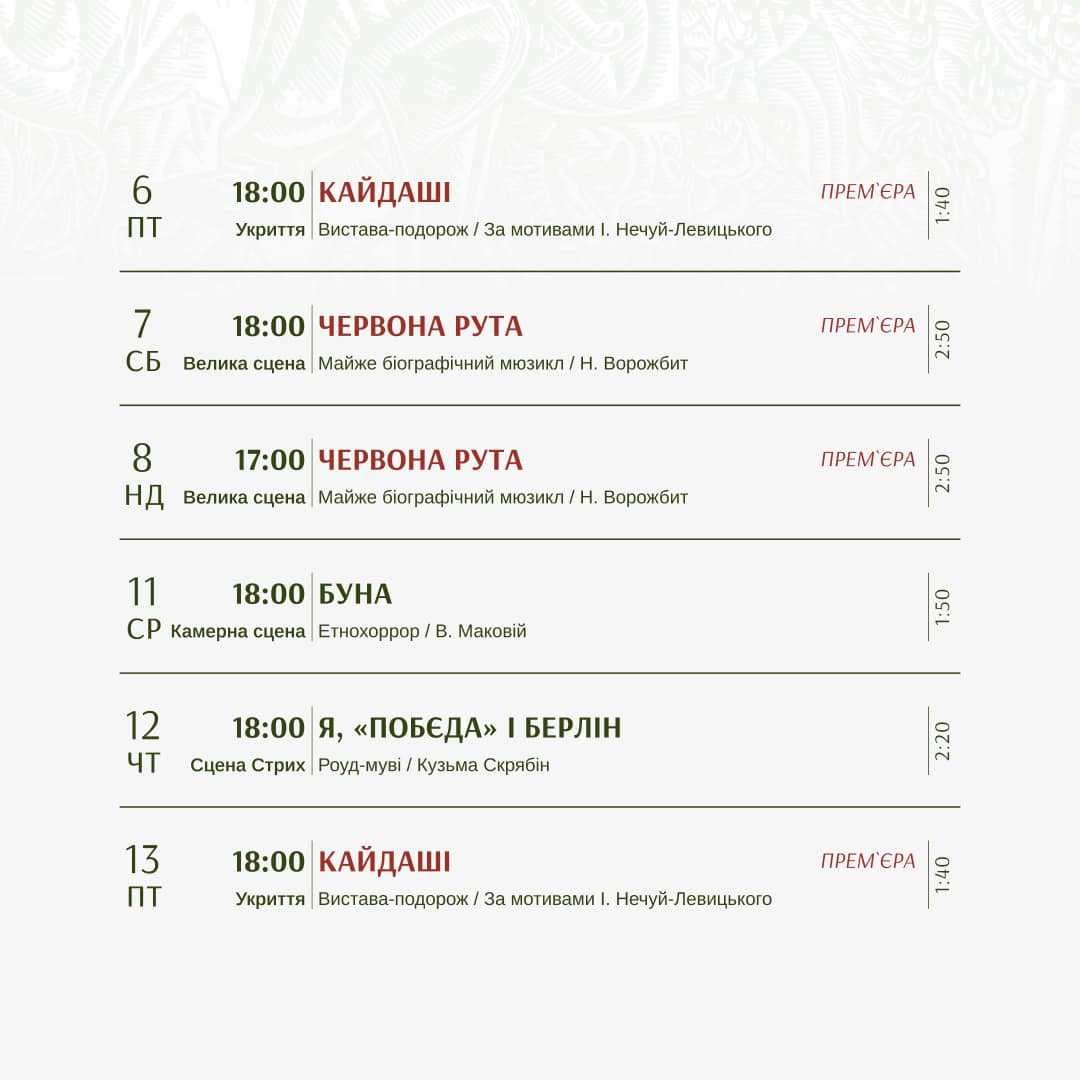 фото: Національний театр ім. Марії Заньковецької