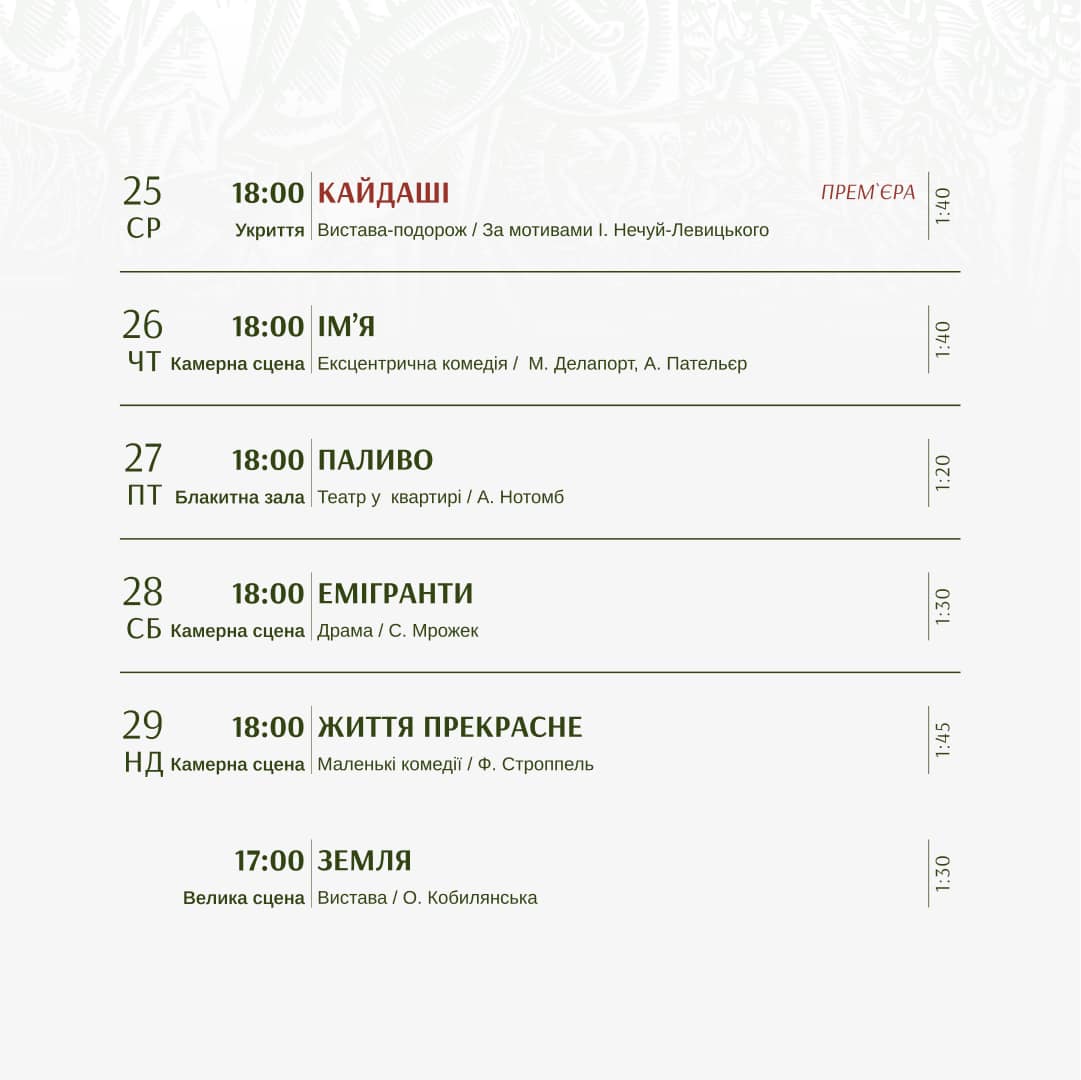 фото: Національний театр ім. Марії Заньковецької