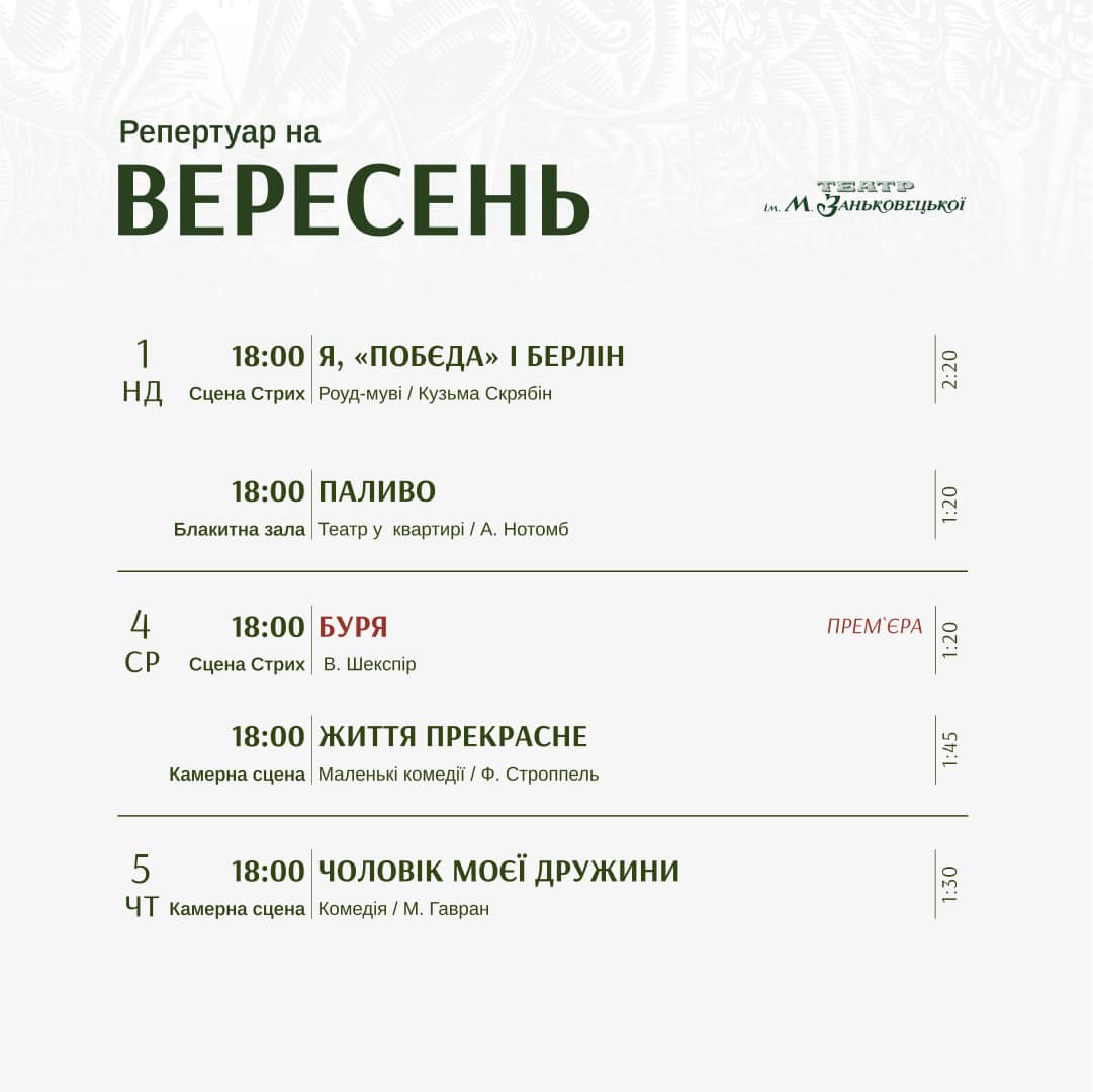 фото: Національний театр ім. Марії Заньковецької