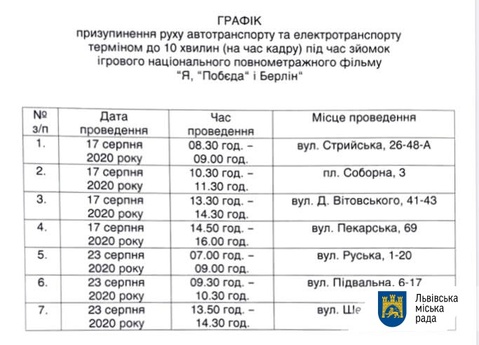 Графік можливих затримок електротранспорту. Фото: ЛМР