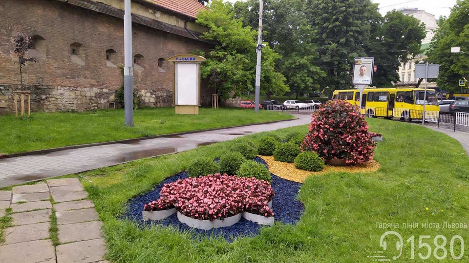 На площі Митній заквітчали годинник. Фото: Гаряча лінія міста Львова