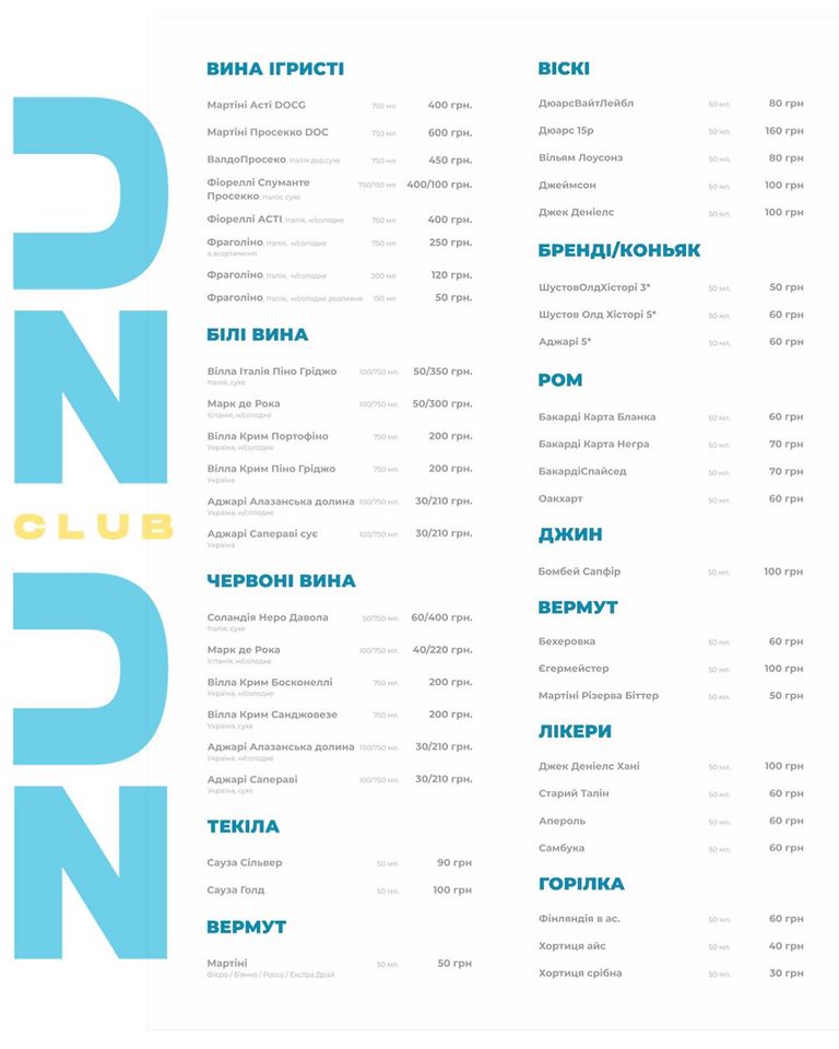 Меню. Фото: «ZuZu Beach Club»