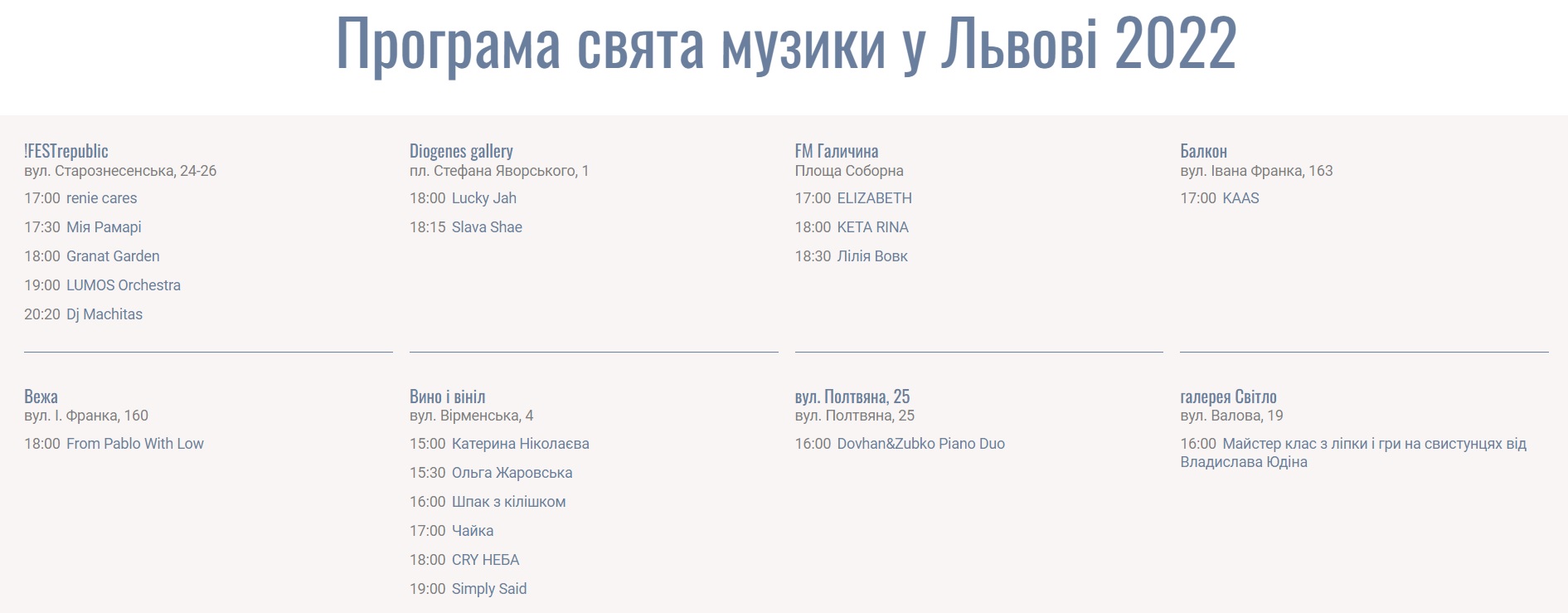 Свято музики у Львові 2022 &ndash; опублікована повна програма заходів фото 1
