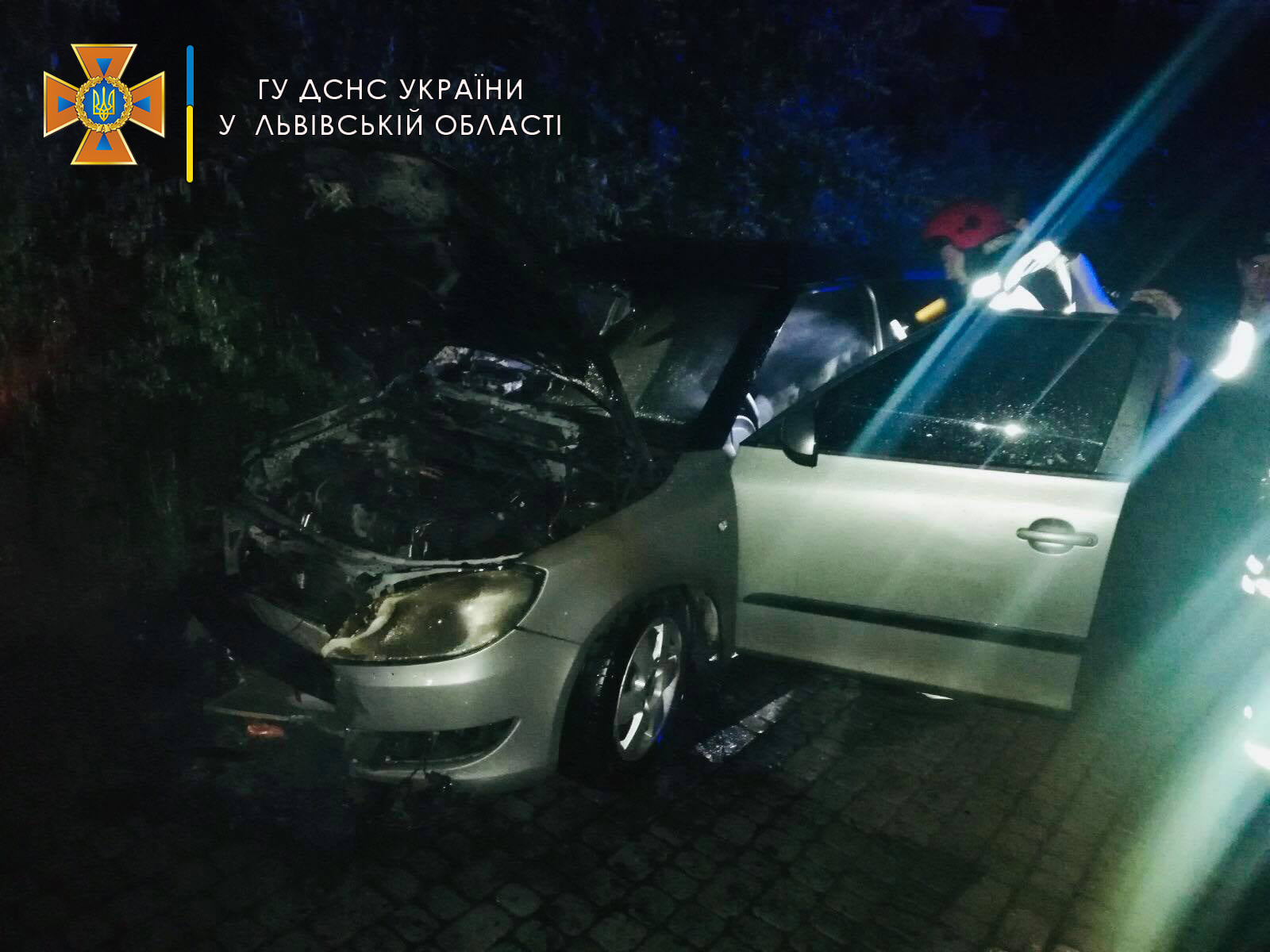 На Сихові горіли два автомобілі. Фото ГУ ДСНС