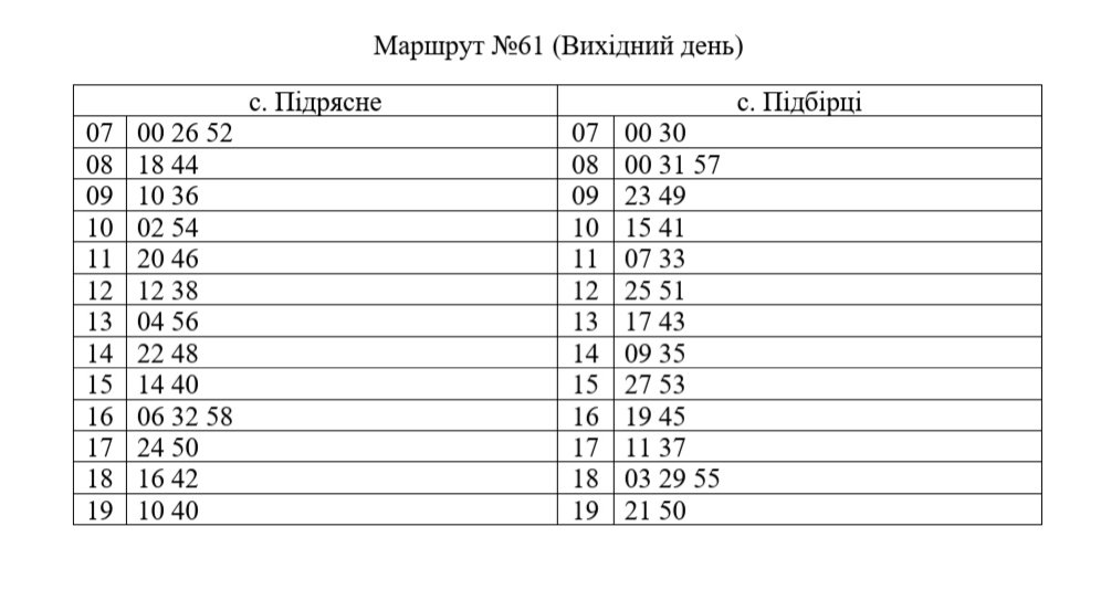 Маршрут автобусу №61. Фото: ЛКП "АТП" №1