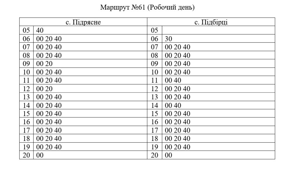 Маршрут автобусу №61. Фото: ЛКП "АТП" №1